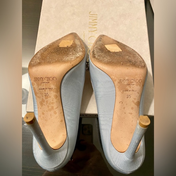 Jimmy Choo Romy 100 “Something Blue” Bridal Crystal Tiara Sz 35 Dust Bag Box - Picture 8 of 15